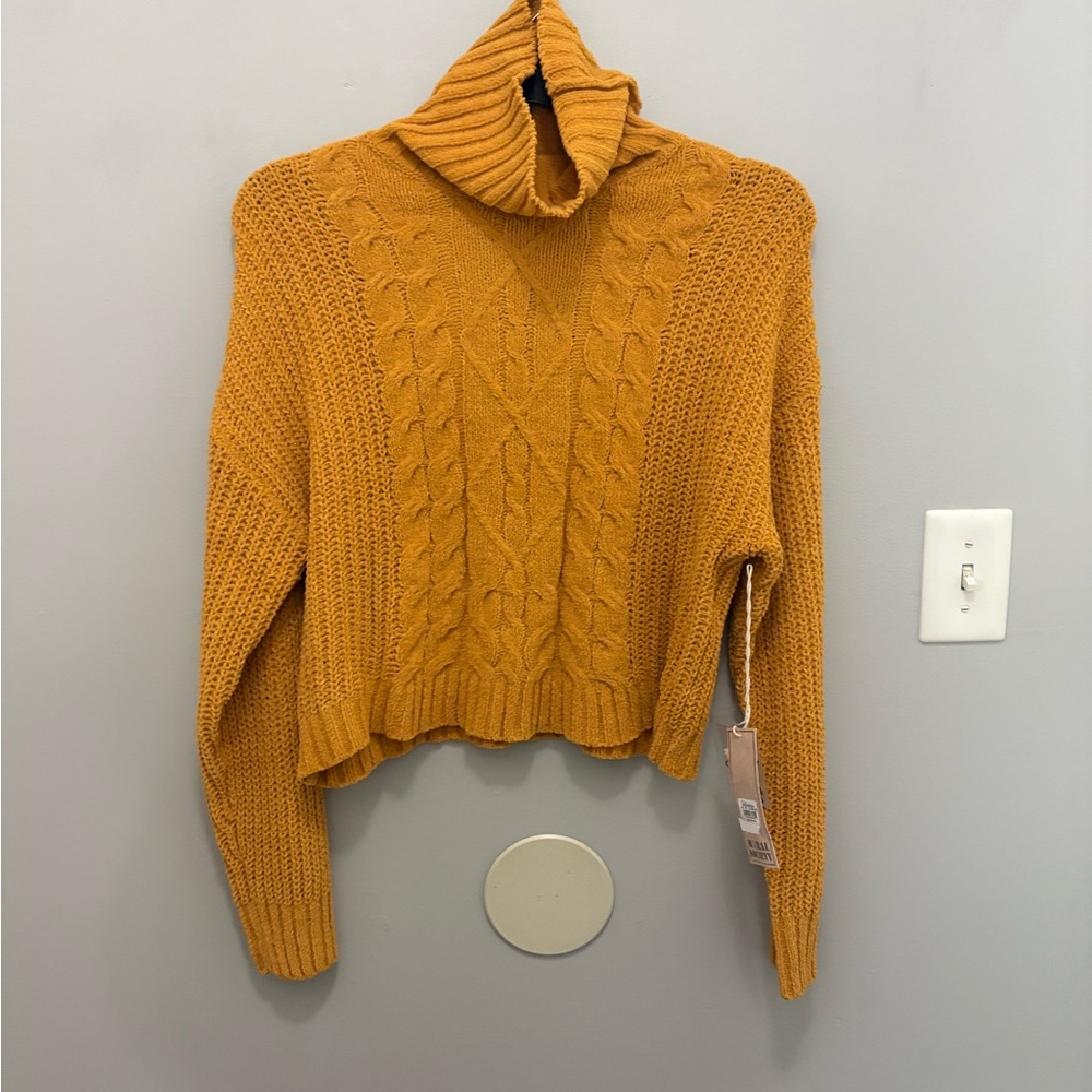 Macy's Golden Cable Knit Turtleneck Sweater